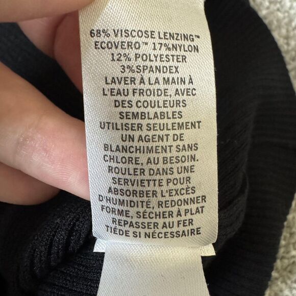 Halogen Sweater Womens Large Black One Shoulder Asymmetrical Ribbed Pullover Top - Picture 5 of 10